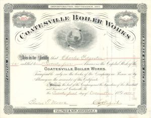 Coatesville Boiler Works - 1900 or 1920 dated Stock Certificate