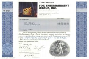 Fox Entertainment Group, Inc - Fully Issued Stock Certificate - Full Color Vignette