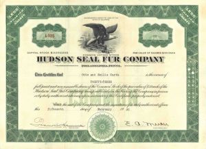 Hudson Seal Fur Co. - Stock Certificate