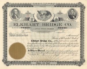 Elkhart Bridge Co. - Stock Certificate