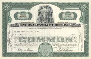 National Family Stores, Inc. - 1929-1930 dated Stock Certificate