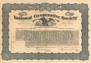 National Co-Operative Society - 1910 dated Stock Certificate