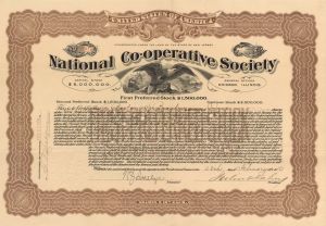 National Co-Operative Society - 1910 dated Stock Certificate