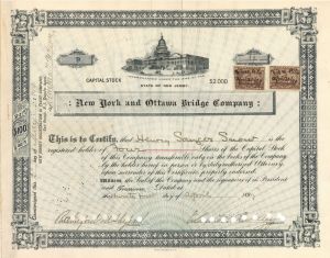 New York and Ottawa Bridge Co. - Stock Certificate