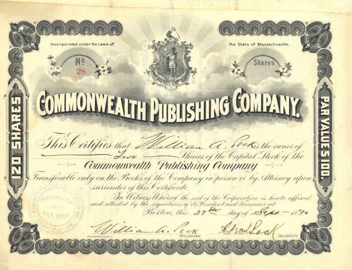 Commonwealth Publishing Co. - Stock Certificate