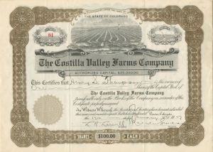 Costilla Valley Farms Co. - Stock Certificate