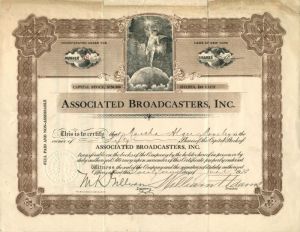 Associated Broadcasters, Inc. - Stock Certificate