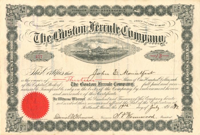 Boston Ferrule Co. - Stock Certificate