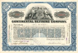 Continental Refining Co. - Stock Certificate