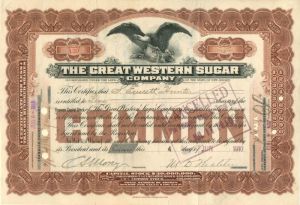 Great Western Sugar Co. - Stock Certificate