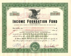 Income Foundation Fund - 1950 dated Stock Certificate