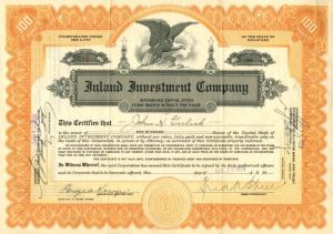 Inland Investment Co. - Stock Certificate