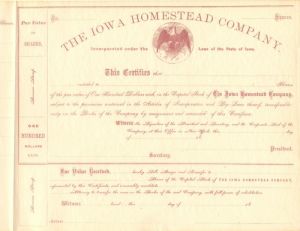 Iowa Homestead Co. - Stock Certificate