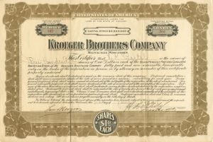 Kroeger Brothers Co. - Stock Certificate