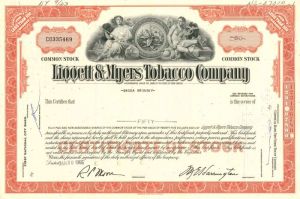 Liggett and Myers Tobacco Co. - Stock Certificate