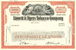 Liggett and Myers Tobacco Co. - Stock Certificate