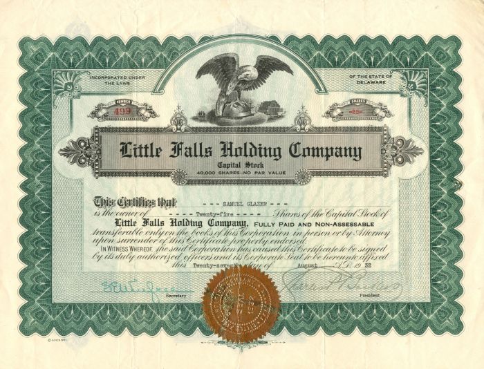 Little Falls Holding Co. - Stock Certificate