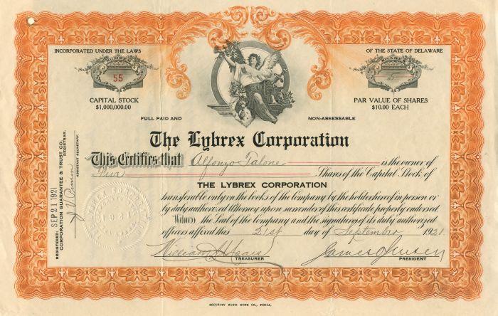 Lybrex Corporation - Stock Certificate