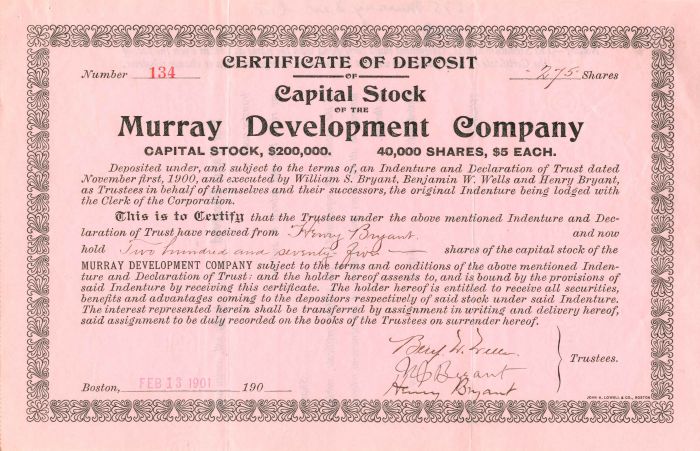 Murray Development Co. - Stock Certificate