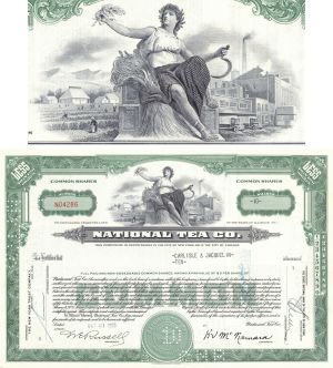 National Tea Co. - 1948-53 dated Stock Certificate - NATCO - Informally Known as National
