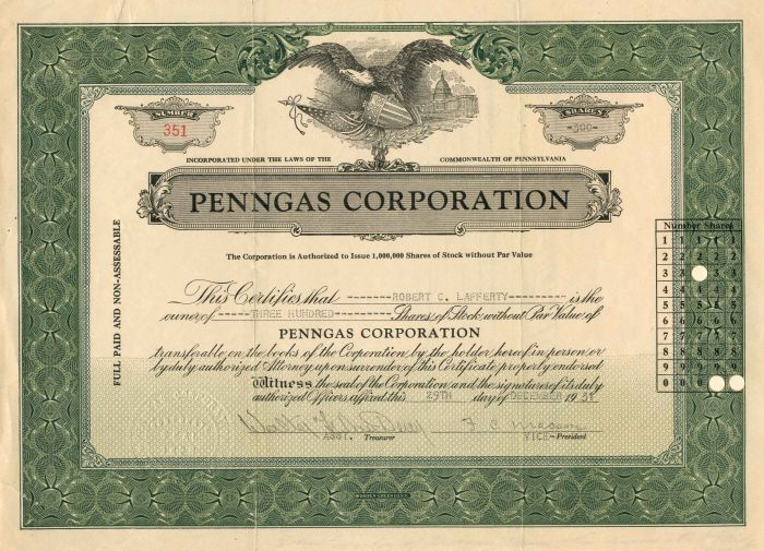 Penngas Corporation - Stock Certificate