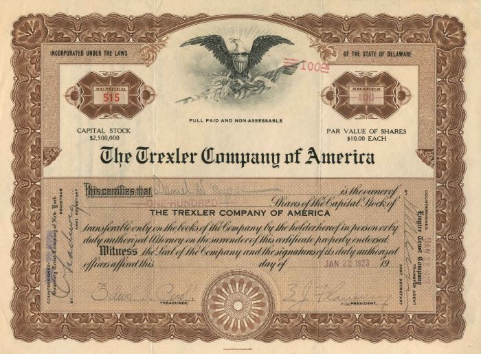 Trexler Co. of America - Stock Certificate