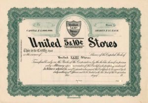 United 5and10¢ Stores - Stock Certificate