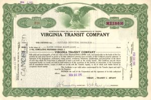 Virginia Transit Co. - Stock Certificate
