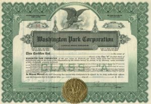 Washington Park Corporation - Stock Certificate