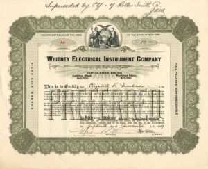 Whitney Electrical Instrument Co. - Stock Certificate