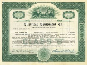 Electrical Equipment Co. - Certificate Serial No.1 - Bond