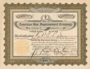 American Gas Improvement Co. - Stock Certificate