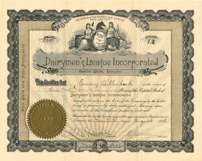 Dairymen's League Incorporated - Stock Certificate