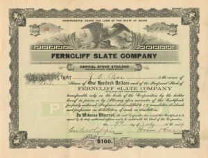 Ferncliff Slate Co. - Stock Certificate