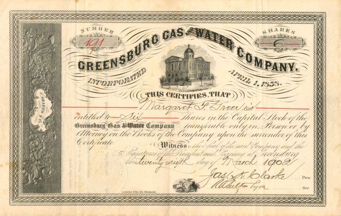 Greensburg Gas Co. - Stock Certificate