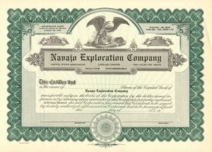 Navajo Exploration Co. - Stock Certificate