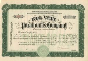 Big Vein Pocahontas Co. - Stock Certificate