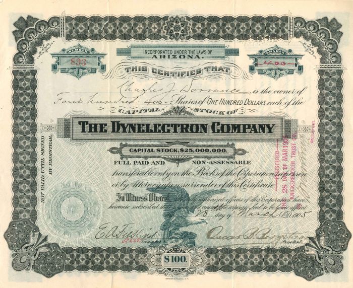 Dynelectron Co. - Stock Certificate
