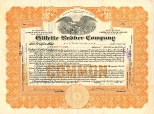 Gillette Rubber Co. - Stock Certificate
