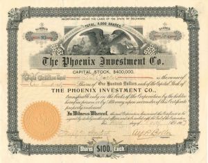 Phoenix Investment Co. - Investing Stock Certificate