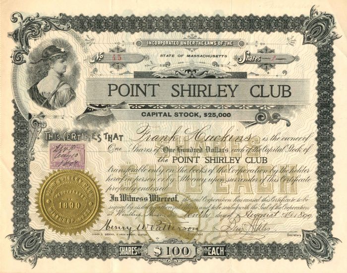 Point Shirley Club - Stock Certificate