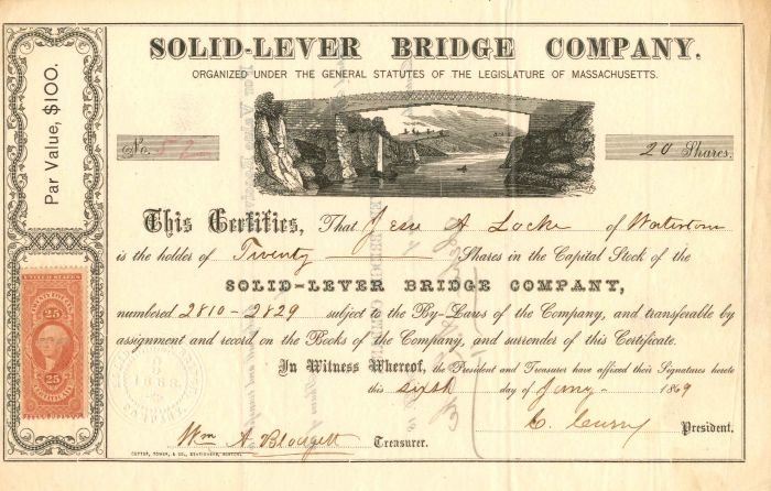 Solid-Lever Bridge Co. - Stock Certificate