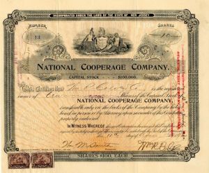 National Cooperage Co. - Stock Certificate