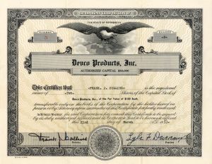 Devco Products, Inc. - Stock Certificate