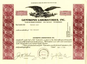 Gentronix Laboratories, Inc. - Stock Certificate