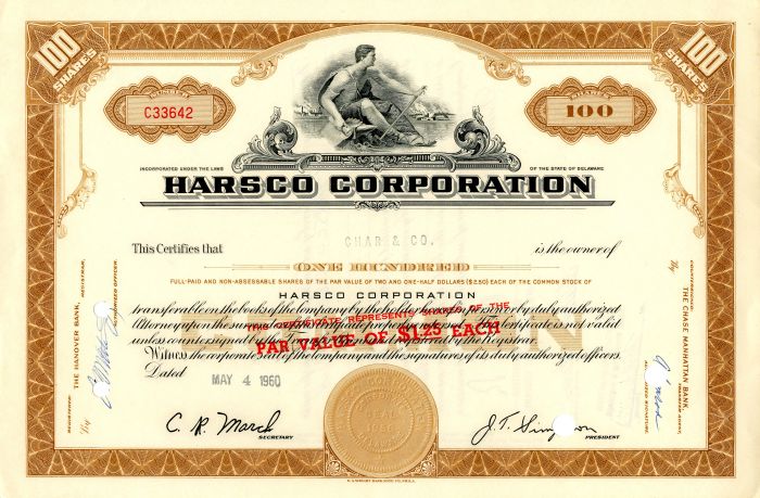 Harsco Corporation - Industrial Company Stock Certificate