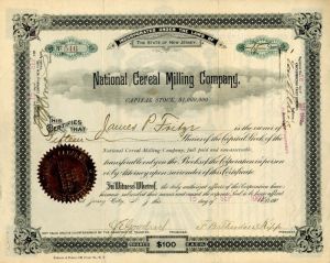 National Cereal Milling Co. - Stock Certificate