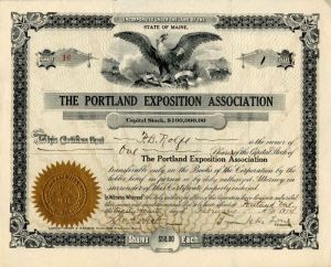 Portland Exposition Association - Stock Certificate