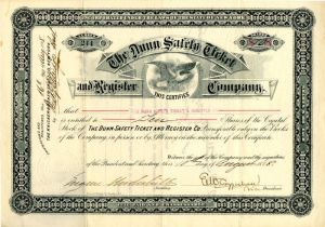 Dunn Safety Ticket and Register Co. - Stock Certificate