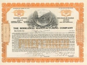 Berkleigh Manufacturing Co. - 1919 dated Stock Certificate